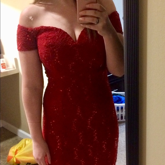 B Darlin Dresses & Skirts - Lace floor-length gown with sequins! Worn once B Darlin Dresses & Skirts - Lace floor-length gown with sequins! Worn once